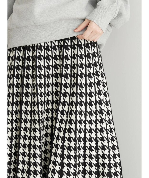 AMERICAN HOLIC ニットプリーツライクチェックスカート Hounds Tooth