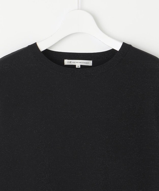 23区 【洗える】レーヨンポリエステルストレッチ プルオーバー ラメニット ブラック系