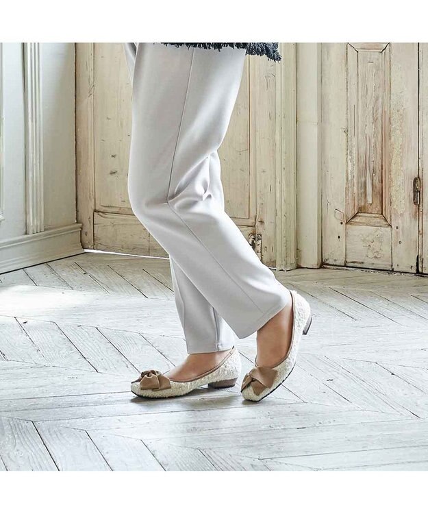 Riz raffinee <Riz raffinee>グログランリボンバレエパンプス アイボリーキジ