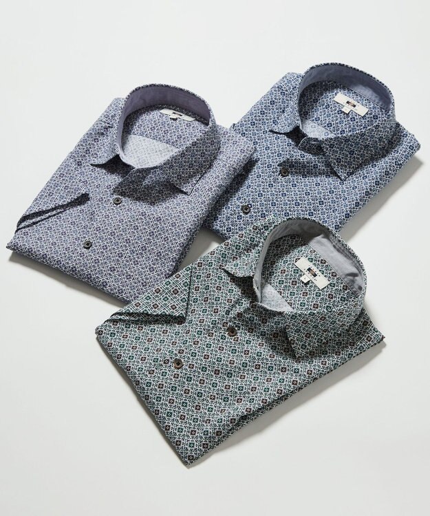 JOSEPH ABBOUD 【サスティナブル】リヨセルリネンプリント シャツ グリーン系5