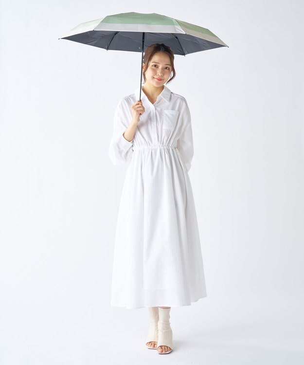 MOONBAT 【遮光100％】晴雨兼用 折りたたみ傘 コンパクト kowaza コワザ バイカラー ライトグリーン