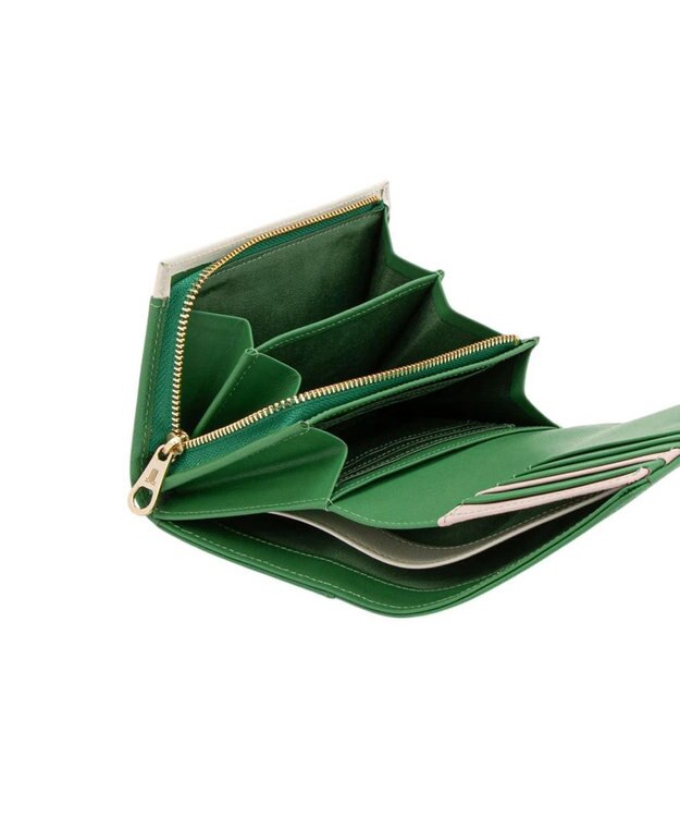 LANVIN en Bleu リュクサンブールカラー 二つ折り被せ財布 グリーン