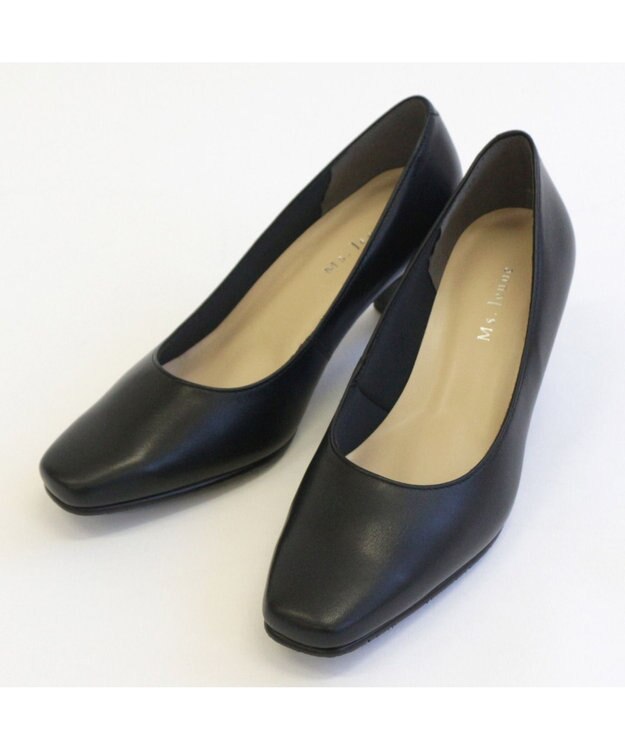 Pointer 日本製 本革低反発スクエアトゥパンプス ブラック