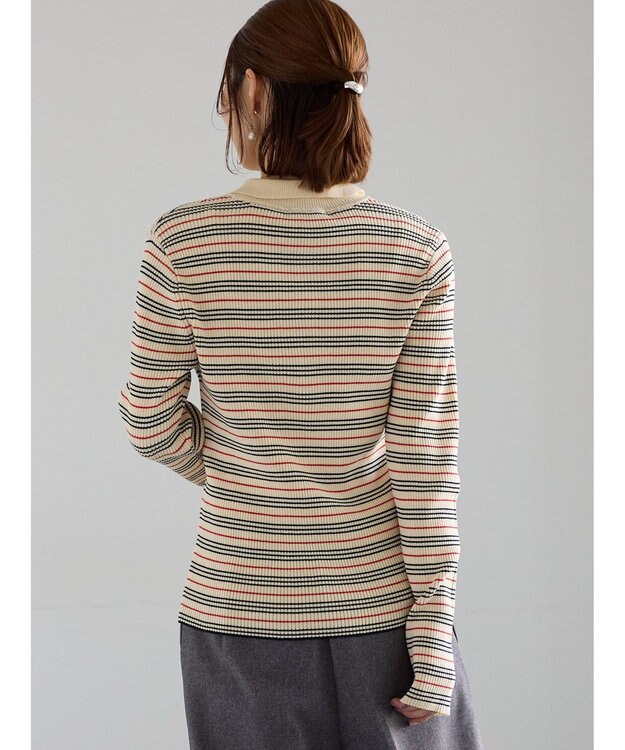 Te chichi パネルパターンアソートリブポロニット ベージュ