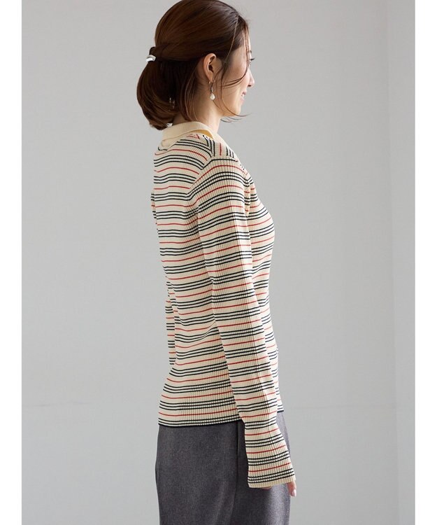 Te chichi パネルパターンアソートリブポロニット ベージュ