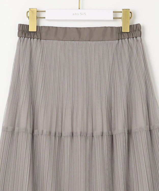 ANY SIS 【美人百花7月号掲載】プリーツチュールティアード スカート グレージュ