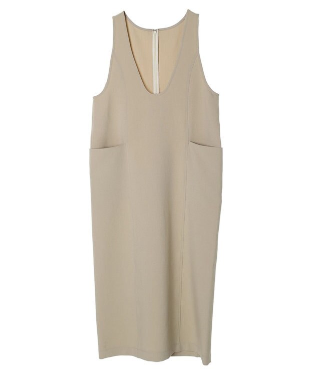 AMERICAN HOLIC イージーケアＵネックＩラインワンピース Gray Beige