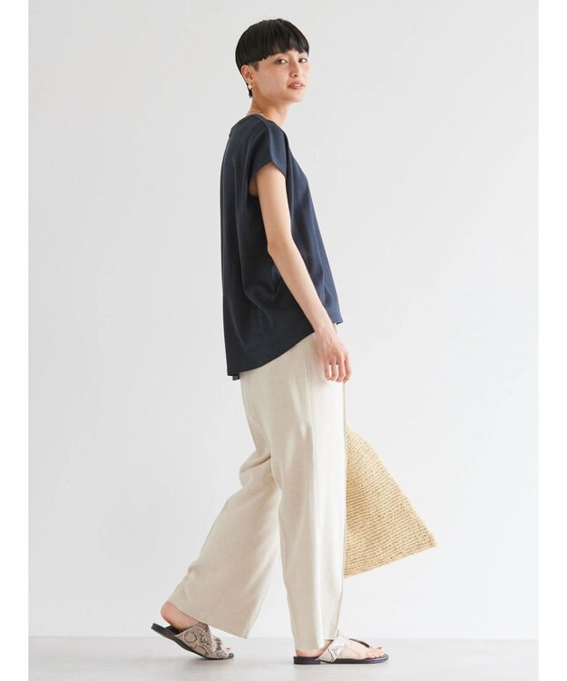 AMERICAN HOLIC キレイＣｏｔｔｏｎフレンチスリーブカットプルオーバー Navy