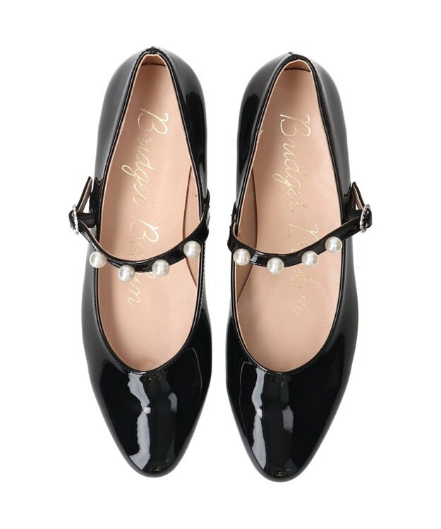 Bridget Birkin 【Bridget Birkin】パールストラップメリージェーンパンプス ブラックエナメル