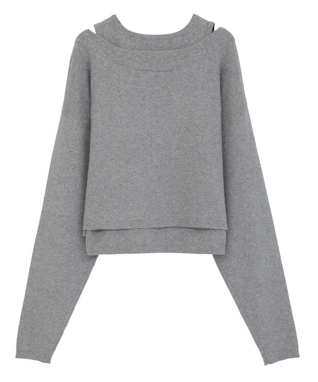 Green Parks SET2点Zipニットカーディガン+アメスリタンク Gray Mixture