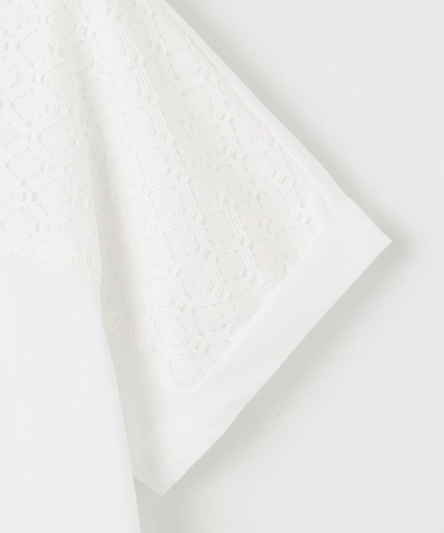 J.PRESS LADIES 【吸水速乾】レーシーコンビ フレンチスリーブ カットソー ホワイト系