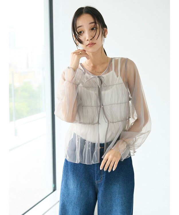 CRAFT STANDARD BOUTIQUE チュール２ｗａｙカーディガン Gray