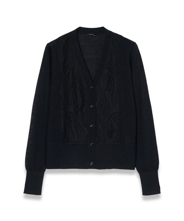JOSEPH レース&ニット　Vネックカーディガン Black