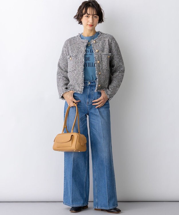 23区 S 【見上愛さん着用/新色追加/GLOW掲載】ツイード ニット ジャケット ライトグレーミックス