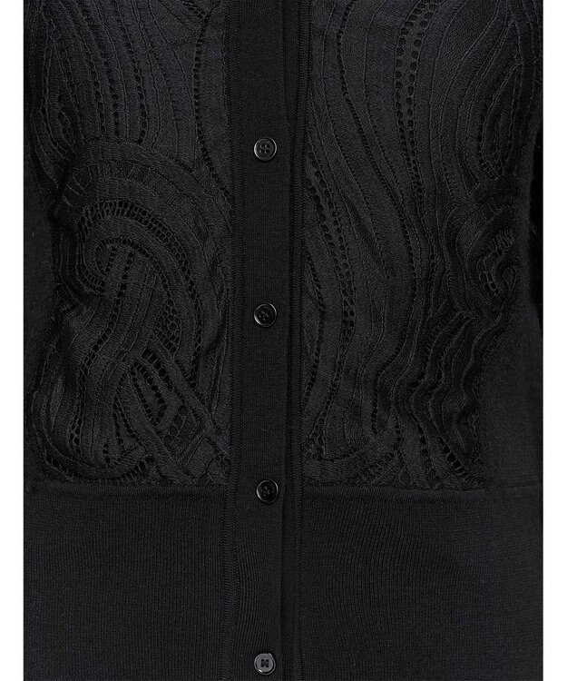 JOSEPH レース&ニット　Vネックカーディガン Black