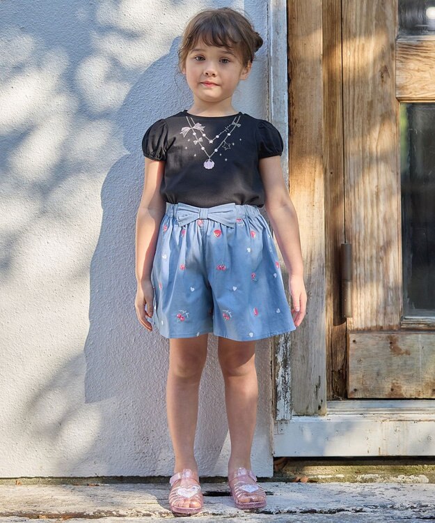 ANY KIDS 【WEB限定】7days プリント 半袖 Tシャツ ブラック×ネックレス