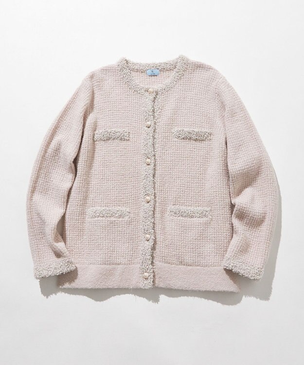 組曲 ツイードニット ジャケット ピンクベージュ系