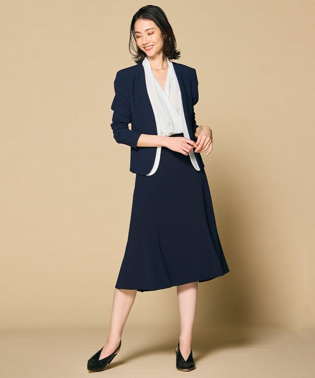 BEIGE， CINDY / ダブルカラージャケット Navy×White