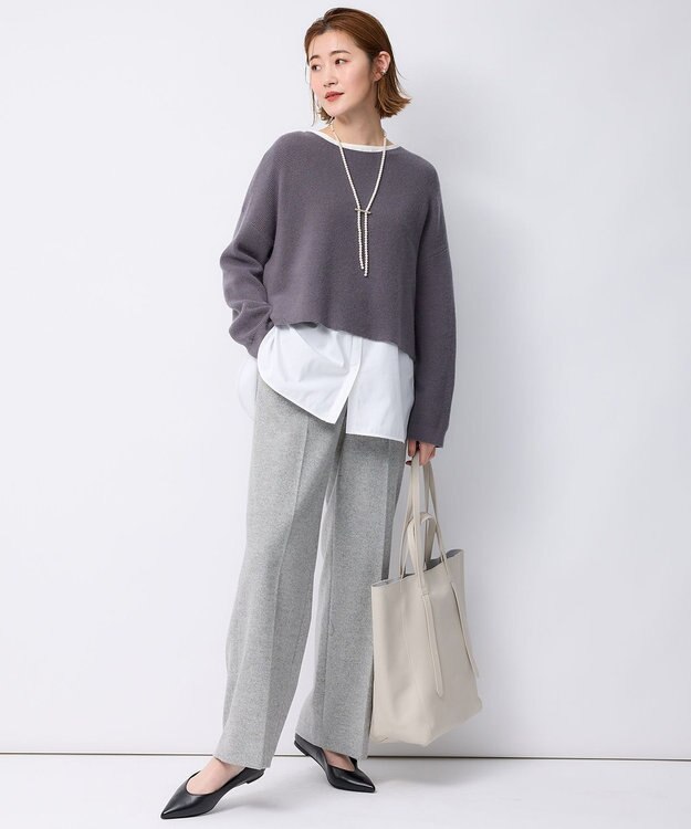 23区 【一部店舗限定/洗える】レイヤードニットツイン ワンピース グレー系