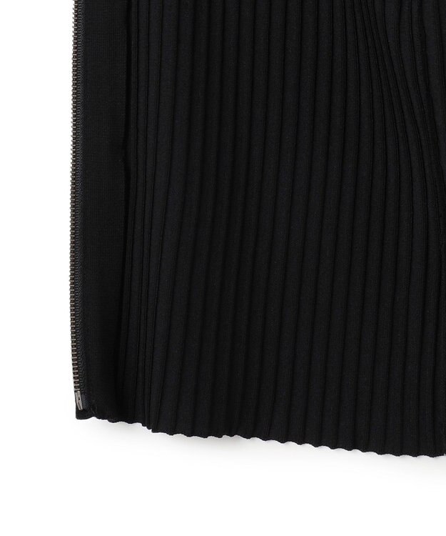 ICB 【洗える】シルクヴィスコースハイゲージ ジップアップカーディガン ブラック系