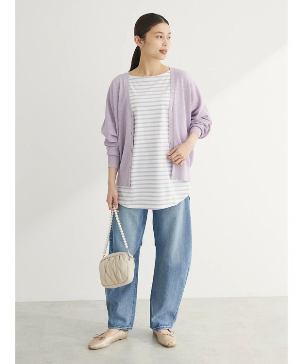 Green Parks ＵＶカット加工　ドルマンニットカーディガン Light Purple