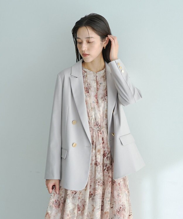 YECCA VECCA 金釦テーラードジャケット Gray Beige