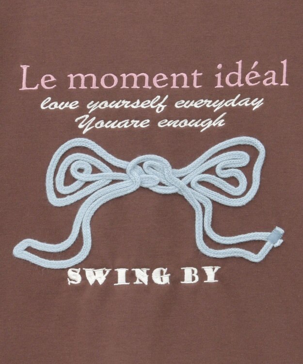 Green Parks ・ｓｗｉｎｇ　ｂｙ　リボンモチーフコード刺繍ＴＥＥ Brown