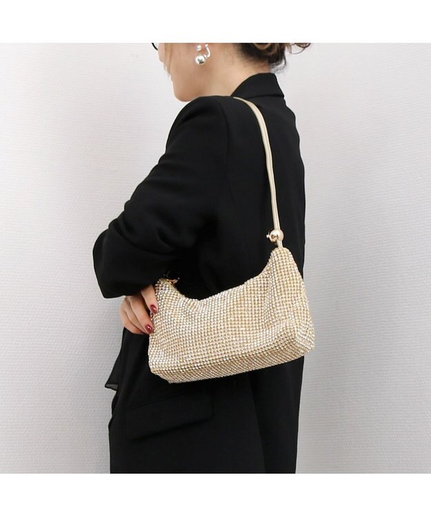UNBILLION カシュカシュ cachecache / ワンハンドルメタリックビーズバッグ ゴールド