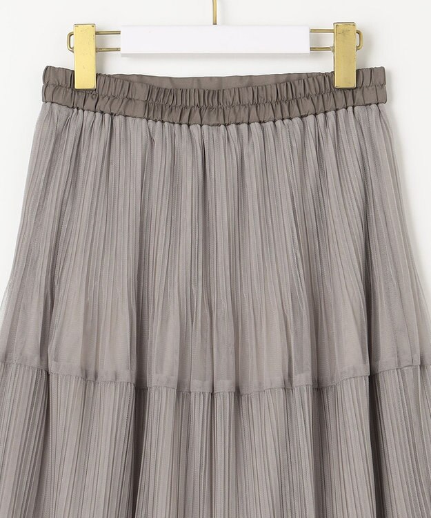 ANY SIS 【美人百花7月号掲載】プリーツチュールティアード スカート グレージュ