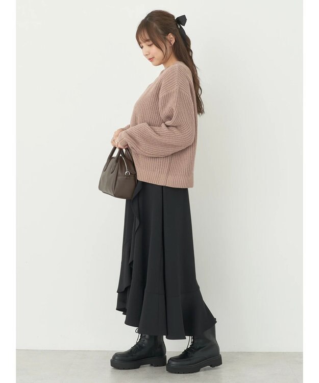 earth music&ecology マットベロアモールプルオーバー Mocha