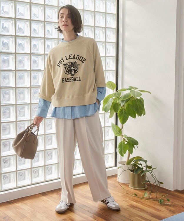 WEGO 【ANGIE VINTAGE】シアーデニムバンドカラーシャツ サックス