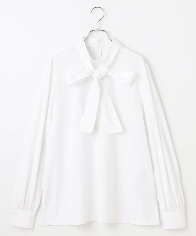 #Newans 【洗濯機可】ステッチデザインリボンタイブラウス ホワイト