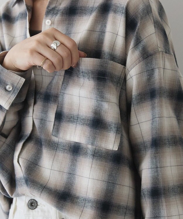 AMERICAN HOLIC ビエラ起毛チェックシャツ Ivory