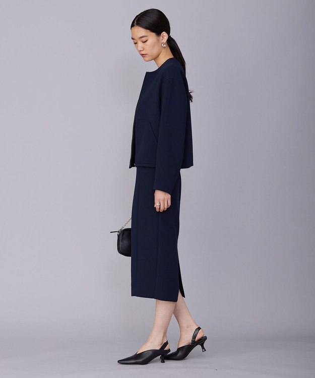 ICB L 【洗える】 ダブルクロスクレープ ブルゾン ネイビー系