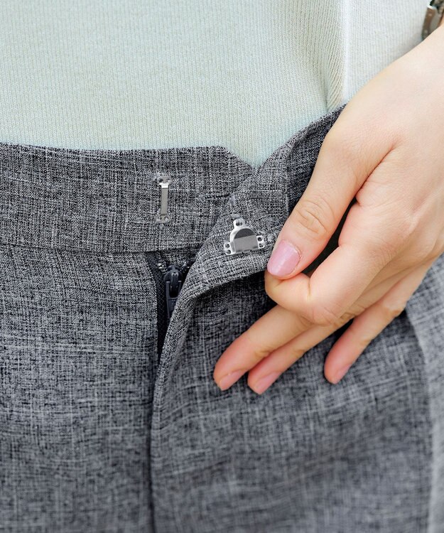 Tiaclasse 【洗える】麻調テーパードパンツ チャコールグレー