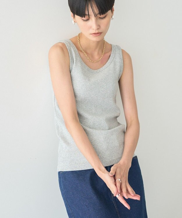 AMERICAN HOLIC ラメテレコタンクトップ Light Gray Mixture