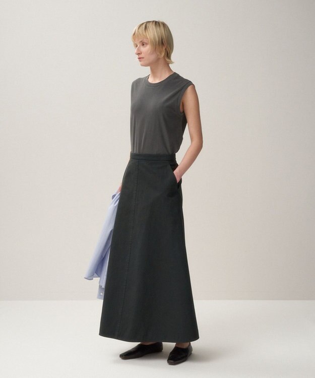 ATON NIDOM COTTON | Aラインスカート CHRACOAL GRAY