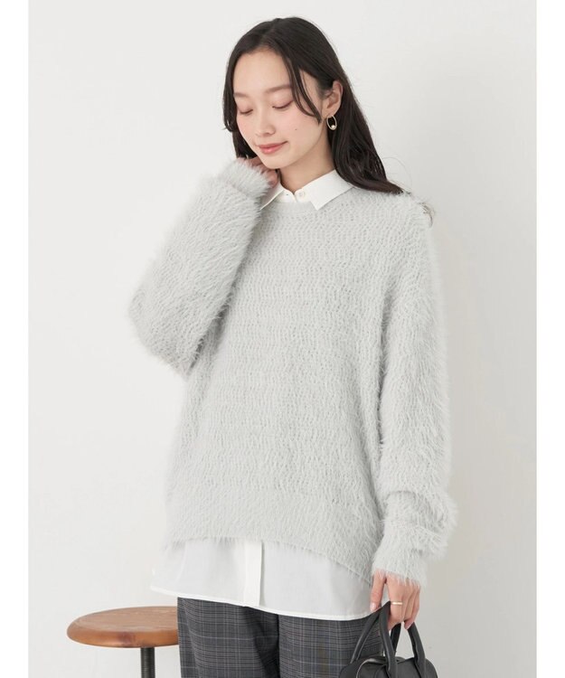 earth music&ecology ゆるモヘアライクレースニット Light Gray