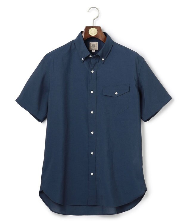 J.PRESS MEN 【遮熱 / 高通気性】ハケメパッチフラップ 半袖シャツ / B.D. ネイビー系