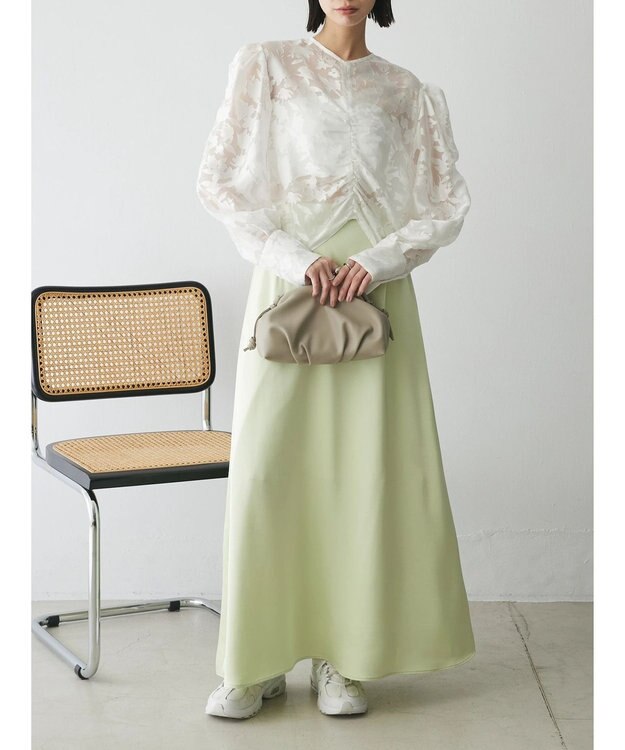 Green Parks AnriettMusee 花柄オパールシャーリングブラウス Off White