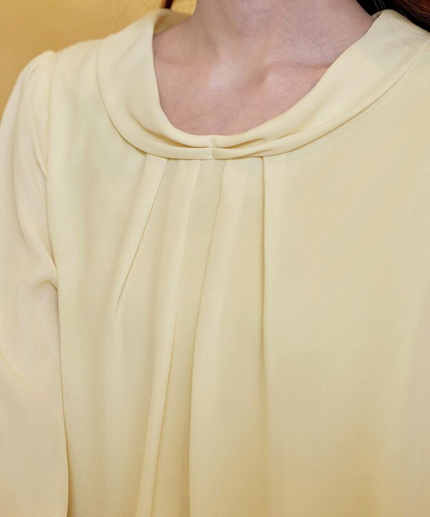 Tiaclasse L 【洗える】リボンカラーパフスリーブブラウス イエロー