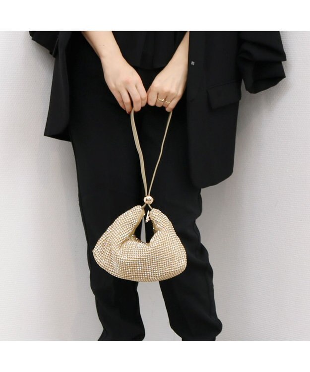 UNBILLION カシュカシュ cachecache / ワンハンドルメタリックビーズバッグ ゴールド