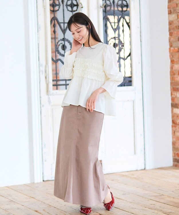 Feroux フリルギャザー ブラウス ホワイト系