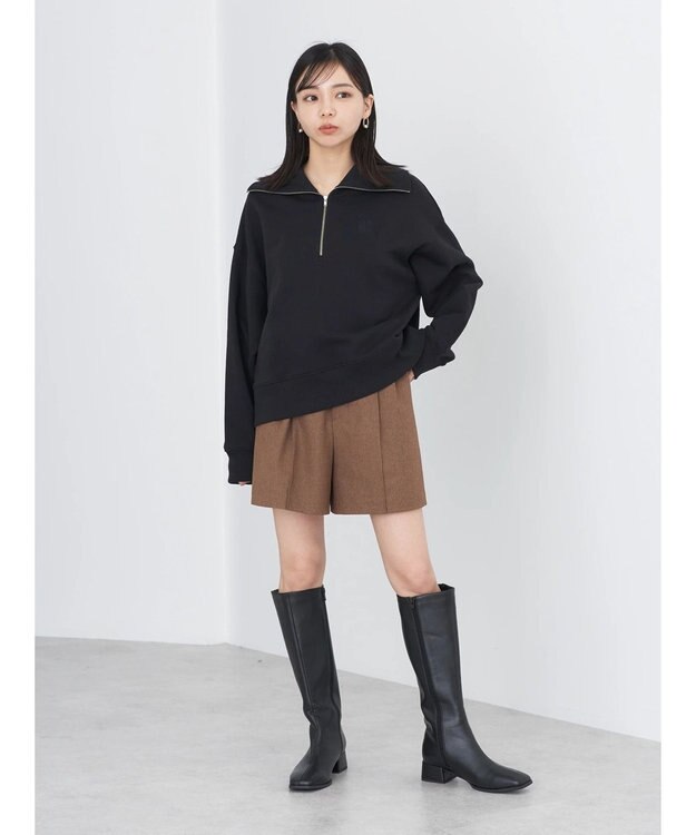 earth music&ecology ハーフＺＩＰスウェット Black