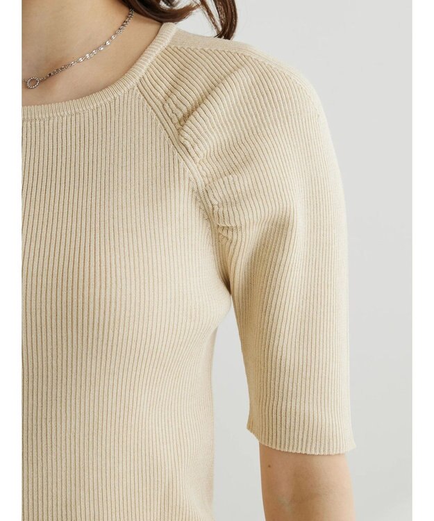 Green Parks 袖ギャザーラグランニットプルオーバー Off White