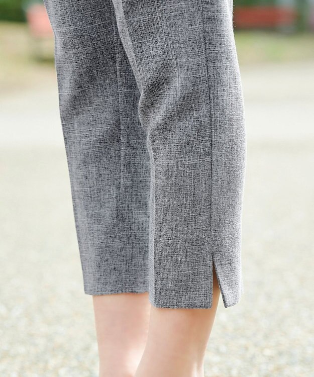 Tiaclasse 【洗える】麻調テーパードパンツ チャコールグレー