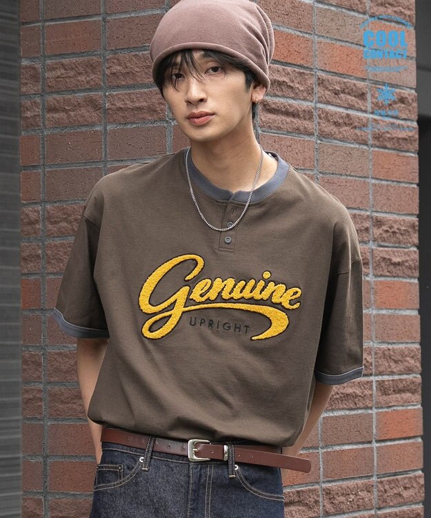 WEGO 【機能T/ユニセックス着用ITEM/MLサイズ展開】接触冷感グラフィックヘンリーBIG　T（SS） ブラウン