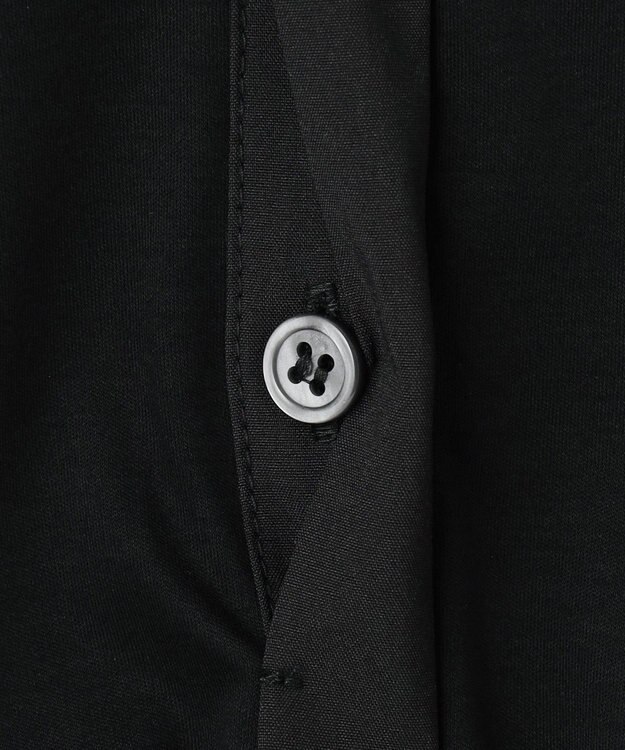 ICB 【洗える】 コンビネーションジャージー ヘンリーネックカットソー ブラック系