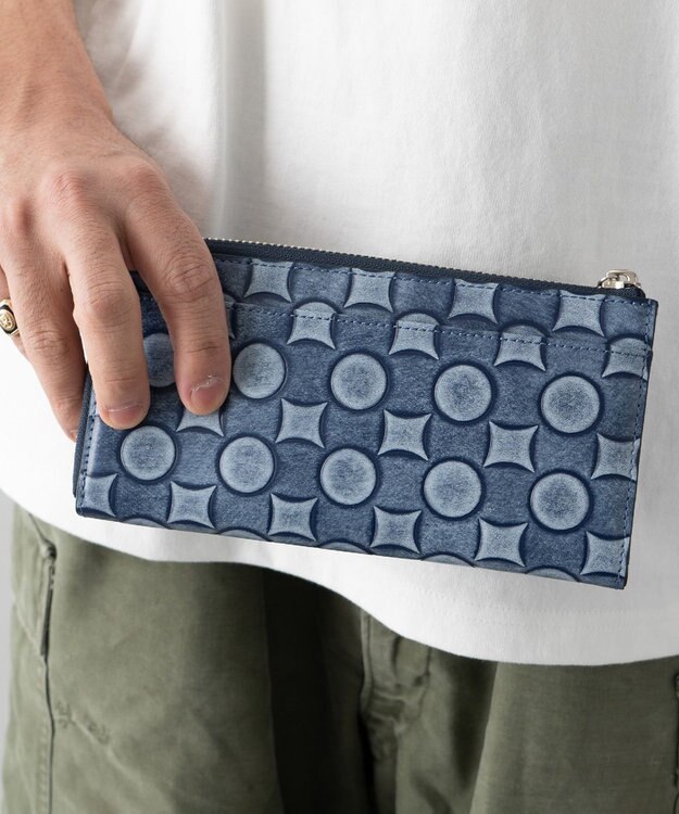 MIYABIYA La quoh with kirakaracho 南蛮七宝アルチザンレザー L字ファスナー財布 瑠璃紺（ネイビー）