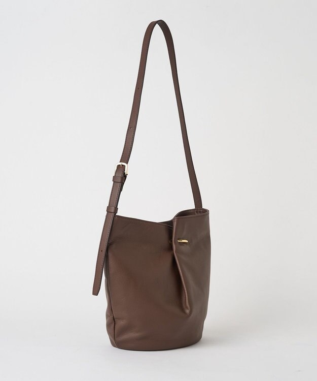 russet ツイードスカーフ付きレザー2WAYショルダーバッグ(CE-1632) D.Brown